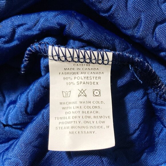 PICADILLY NWT Royal blue velvet long sleeve shirt ~ Vintage MEDIUM LARGE top - Picture 13 of 14